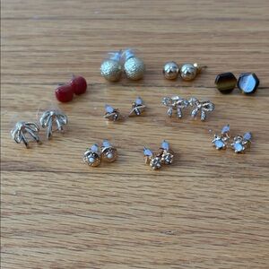 10 Pairs Goldtone Pierced Stud Earrings